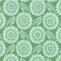 Sunflowers In My Heart By Kate Spain For Moda - Shamrock - 27321 14 - Sold By The 1/2 Yard