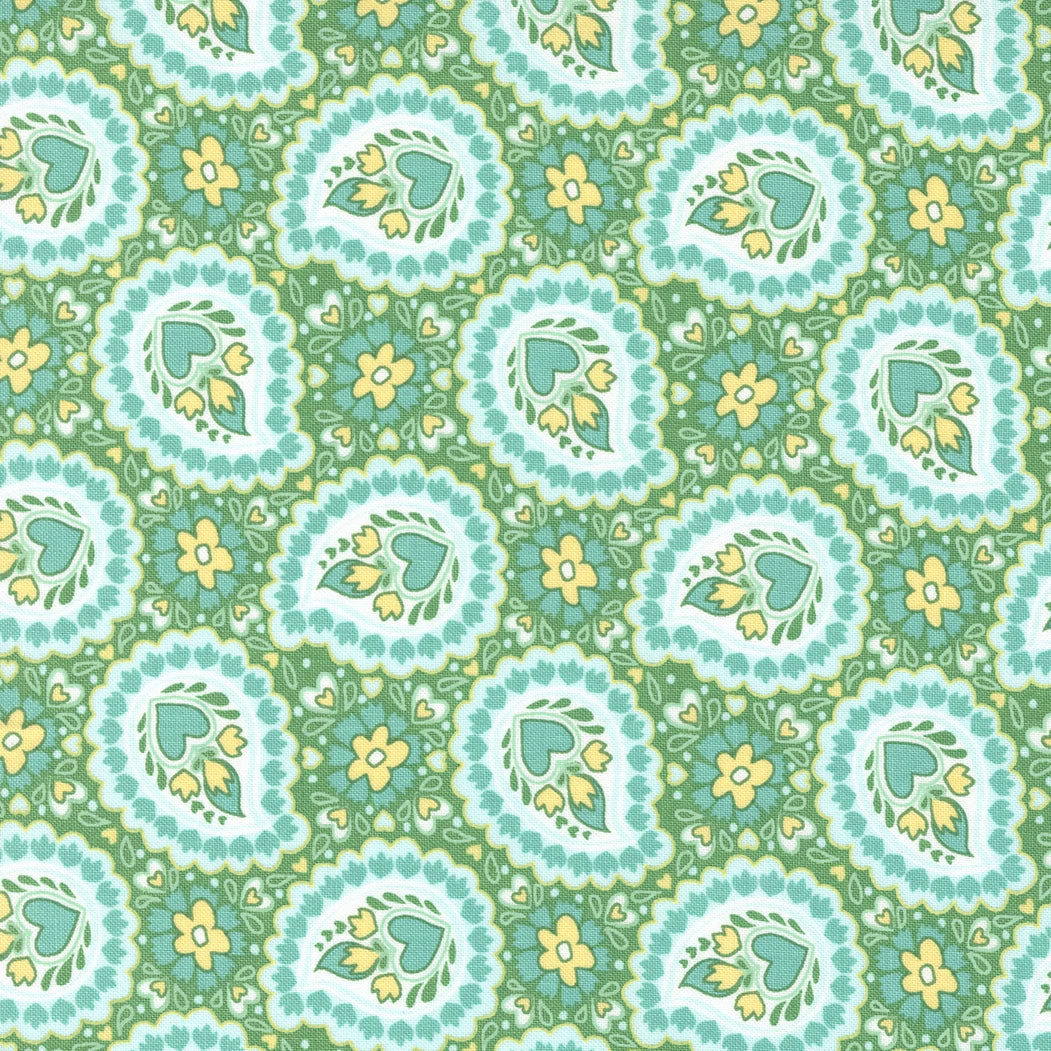 Sunflowers In My Heart By Kate Spain For Moda - Shamrock - 27323 14 - Sold By The 1/2 Yard 3 Sunflowers In My Heart By Kate Spain For Moda - Shamrock - 27323 14 - Sold By The 1/2 Yard