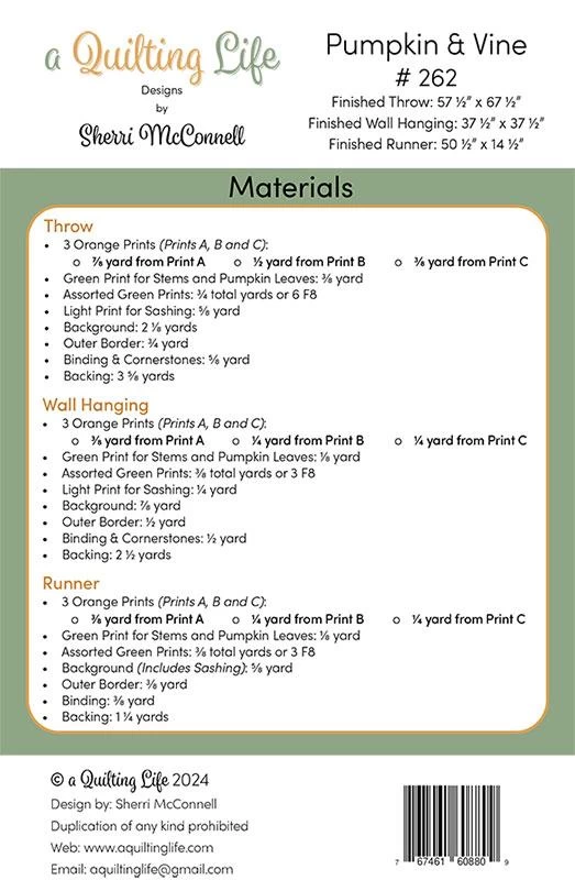 Pumpkin & Vine Pattern From A Quilting Life (Printed Pattern) 4 Pumpkin & Vine Pattern From A Quilting Life (Printed Pattern) - Image 2