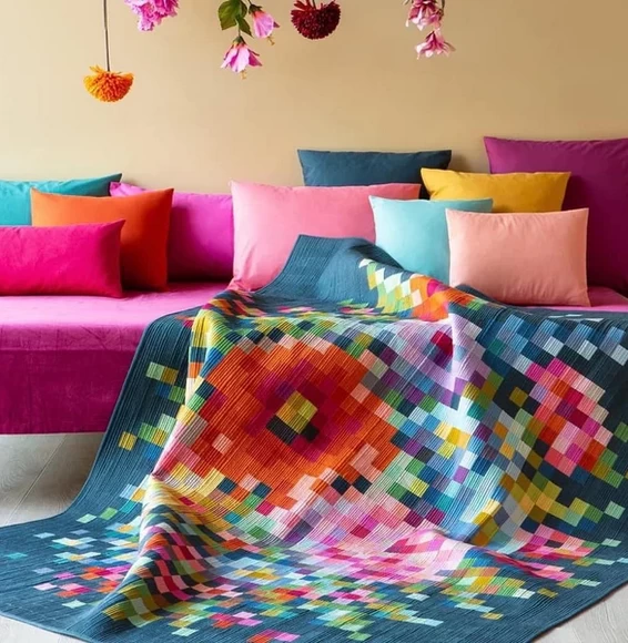 Embroidery Flower Quilt Kit Featuring Tilda Solid Basics 4 Embroidery Flower Quilt Kit Featuring Tilda Solid Basics - Image 2