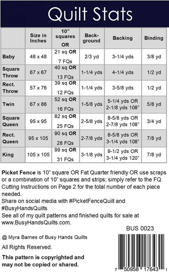 Picket Fence Quilt Pattern 4 Picket Fence Quilt Pattern - Image 2
