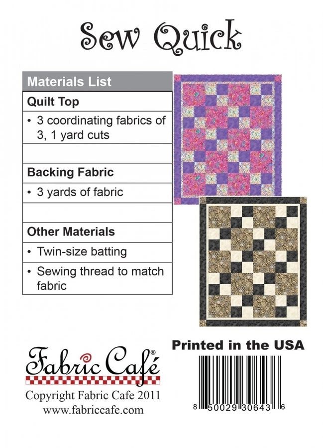 Sew Quick ~ 3-Yard Quilts By Fabric Cafe 4 Sew Quick ~ 3-Yard Quilts By Fabric Cafe - Image 2