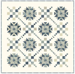 Bleu De France Quilt Kit Featuring Sacre Bleu Fabric Designed By French General For Moda Fabrics-Aria & Ava Pattern- 70" X 70"