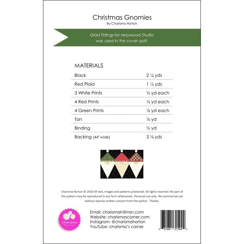 Christmas Gnomies Quilt Pattern (Printed Pattern) 4 Christmas Gnomies Quilt Pattern (Printed Pattern) - Image 2