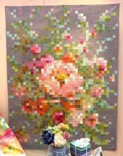 Flower Bouquet Quilt Kit Featuring Tilda Chambray Solid Basics