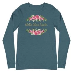 Bella Rose Quilts Signature Long Sleeve Tee -Bella Rose Quilts unisex long sleeve tee heather deep teal front 67e5895f3677e