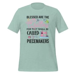 Blessed Are The Quilters T-Shirt -Bella Rose Quilts unisex staple t shirt heather prism dusty blue front 67e59a9b7af39