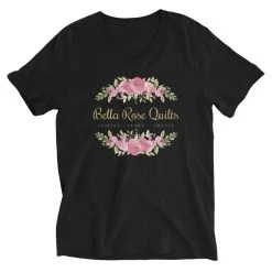 Bella Rose Quilts Signature Tee -Bella Rose Quilts unisex v neck tee black front 67e58e4e2da51