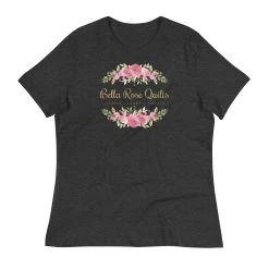 Bella Rose Quilts Signature Crew Neck Tee -Bella Rose Quilts womens relaxed t shirt dark grey heather front 67e58aa1b2b6b