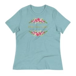 Bella Rose Quilts Signature Crew Neck Tee -Bella Rose Quilts womens relaxed t shirt heather blue lagoon front 67e58aa1b4270