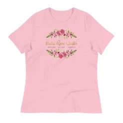 Bella Rose Quilts Signature Crew Neck Tee -Bella Rose Quilts womens relaxed t shirt pink front 67e58aa1b6361