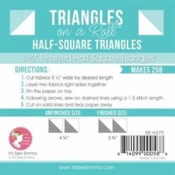 Triangles On A Roll ~ 3.75" Half-Square