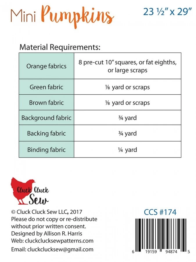 Mini Pumpkins Quilt Pattern 4 Mini Pumpkins Quilt Pattern - Image 2
